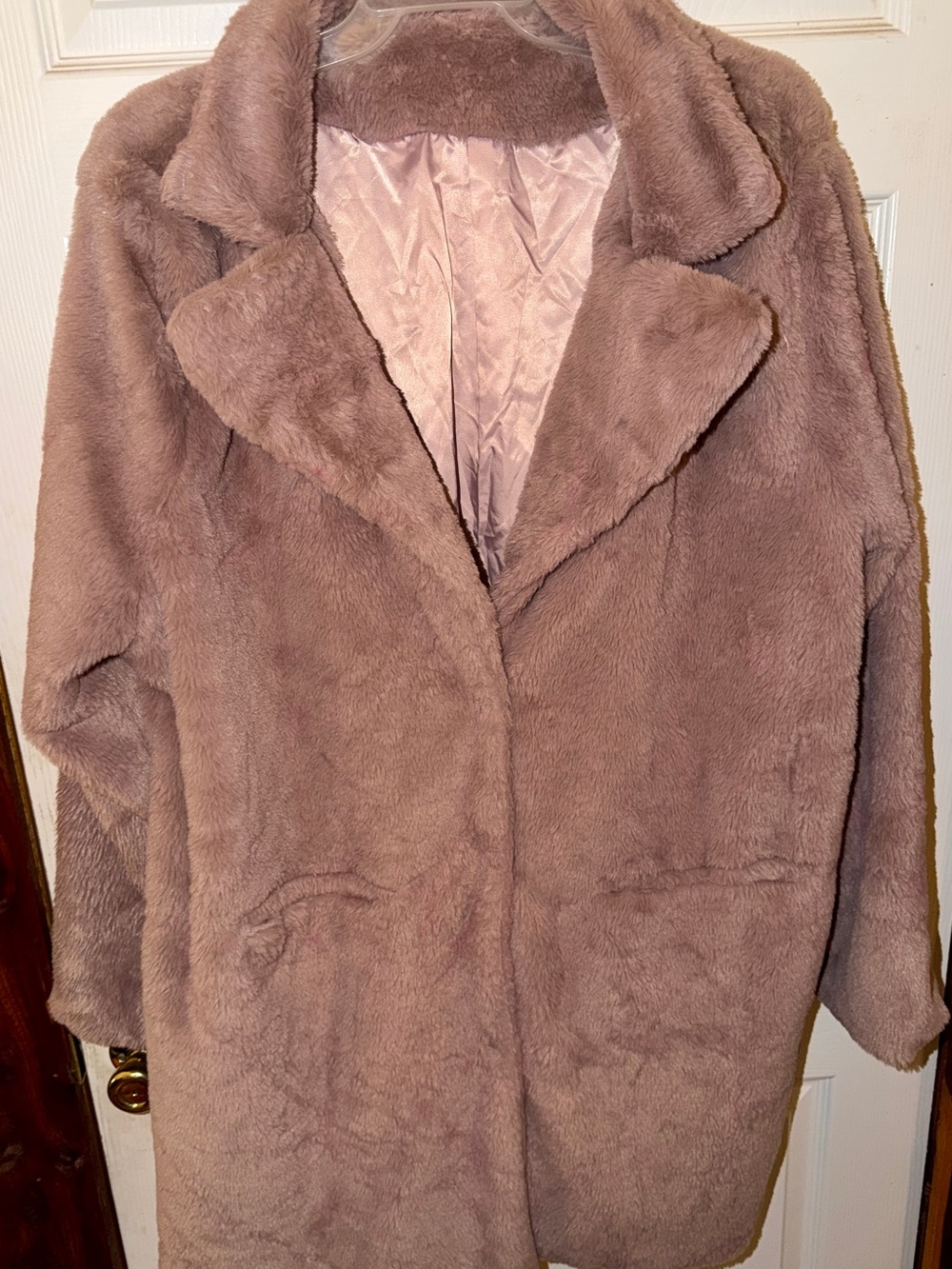 Dusty Mauve Purple Plush Faux Fur Teddy Coat Tagged Sz 5X